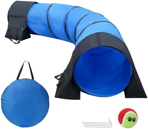 10 ft Dog Agility Tunnel with Sandbags for Training