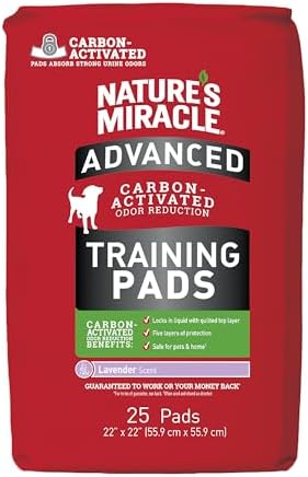 Nature's Miracle Advanced Dog Training Pads, Carbon Activated, 25 Count