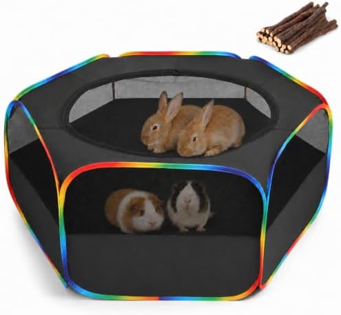 Small Animal Playpen, Black & Rainbow