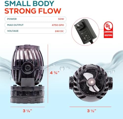 Aqua Dream 4755 GPH 24V DC Wave Maker Pump - Sine Wave Technology Ultra Quiet Circulation Pump with LED Digital Controller, Magnetic Mount for Marine & Coral Reef Aquariums - 1 Pc