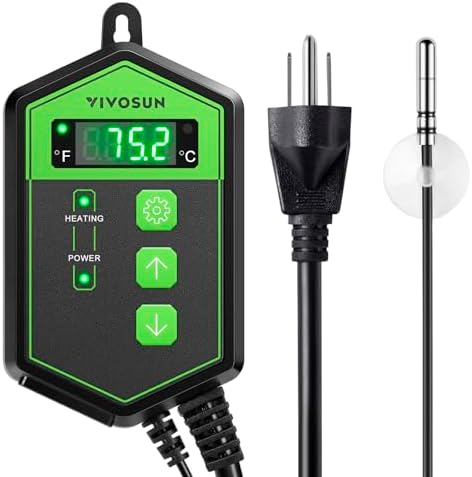 VIVOSUN Digital Heat Mat Thermostat Controller, 40–108 ºF 1000W for Reptiles, Seedlings, Germination, Incubation and Fermentation