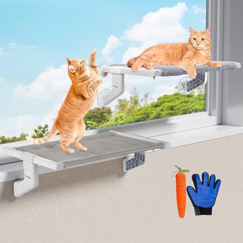 2-in-1 Fleece Adjustable Cat Window Perch, 22 x 13-in