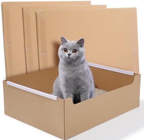 4-Pack Disposable Cat Litter Boxes, Foldable Waterproof Cardboard, Large