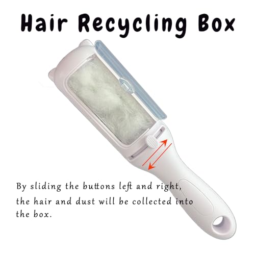 Cat Brush Pet Dry Cleaning Brush Cat Self Sticky Brush for Shedding and Grooming Long Short Hair Removal Comb with Recycling Box for Kitten Dog Rabbit Massage Roller Removes Loose Fur (White)