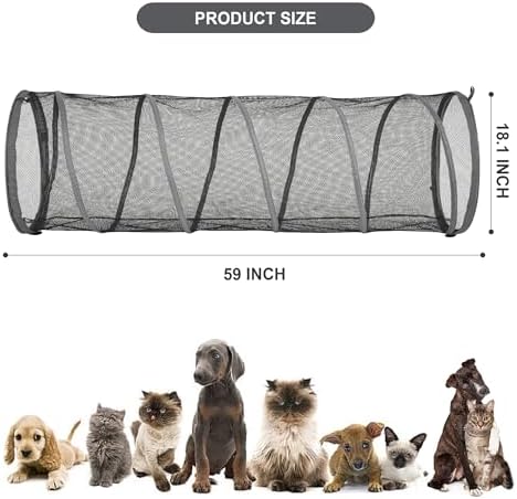 Cat Straigh Tunnels, Foldable Cat Tubes Easy to Connect with Zipper DIY in Multiple Ways,Pet Toys for Cats, Rabbit, Puppy (Grey)