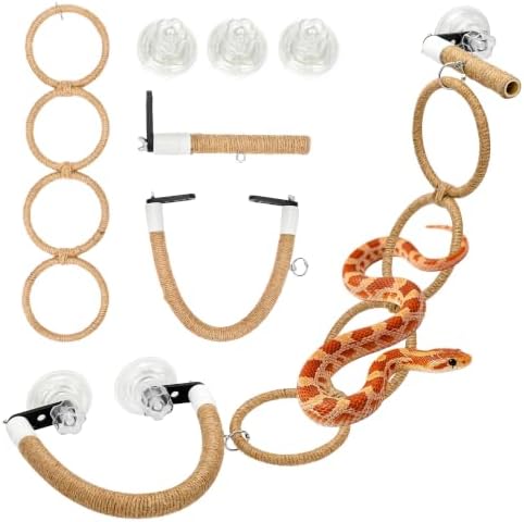 Reptile Climbing Rings 2-Pack, Suction Cup Mounted Tank Decor for Snakes, Bearded Dragons, and Lizards, Habitat Enrichment Accessory
