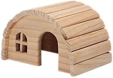 Natural Chewable Hamster Hideout Wooden Hut Lovely Fairy House for Dwarf Hamsters, Small,(7 x 5 x 4 inch)