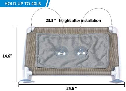 PEFUNY Cat Window Hammock – Mess-Free Waterproof Cats Window Perch for Large Cats, Strong Suction Cup Hammock with Flannel Cover, Indoor Cat Seat, Beige