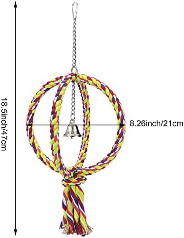 Litewoo Bird Swing Rope Perch Stand 2 Rings Toy for Parrots, L