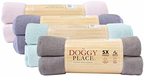 My Doggy Place - Super Absorbent Microfiber Towel - Dog Bathing Supplies - Microfiber Drying Towel - Washer Safe - Ash with Paw Print - 45 x 28 in - 2 Pack