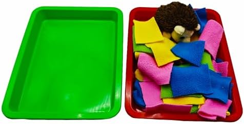 2 Pack Hedgehog Dig Box with Fleece Strips for Hedgepig Sugar Glider Dig Box Hedgehog Enrichment Foraging Cage Clutter Activity Toys