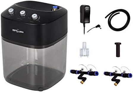 REPTI ZOO 2.2L Solo Adjustable Starter Mister for Reptile Terrariums Humidifier High Pressure Silent Pump Machine Misting Rainforest Sprayer System Tank with 2PCS Nozzles for Reptiles/Amphibians