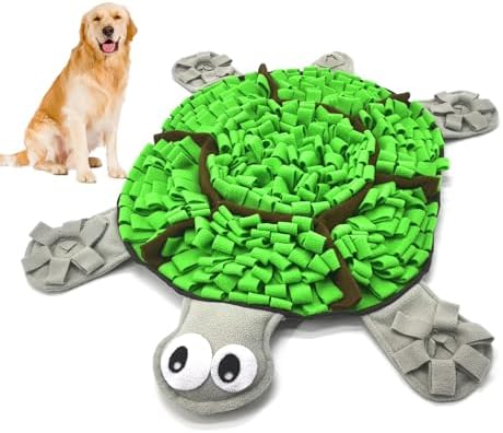 Snuffle Mat for Dogs, Tortoise-Themed Slow Feeder for Small/Middle/Large Breed, Durable Washable Portable Pet Feeding Mat, Nose Work Training Pad, Anxiety Relief & Mental Stimulation(M, Green)