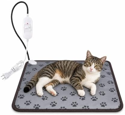 Cat Heating Pad 18'' × 18'' Self-Warming Pet Bed, Electric Heated Dog & Cat Pad, Waterproof, Temperature Adjustable, Fast Heating, Safe Thermostat for Kittens Puppies Small Pets
