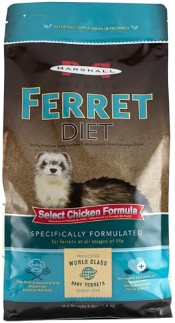 Marshall Select Chicken Formula Premium Ferret Diet – 4 lbs – Supports Digestion, Energy & Muscle Maintenance – Balanced Small Animal Food with Essential Nutrients