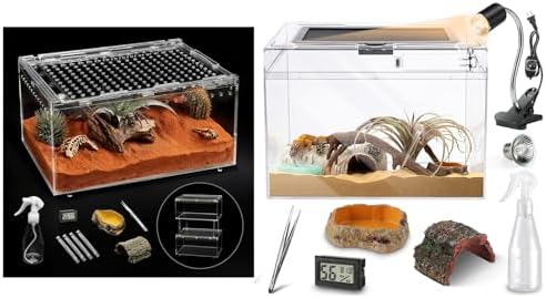 PC Small Reptile Terrarium Starter Kit,Magnetic Jumping Spider Enclosure