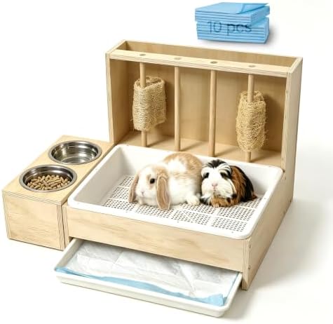 Rabbit Litter Box for Bunny, Waste & Urine Separation Litter for Rabbit