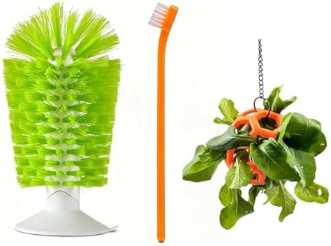 3 Pcs Turtle Tank Accessories, Tortoise Brush with Suction Cup, Feeder Ball