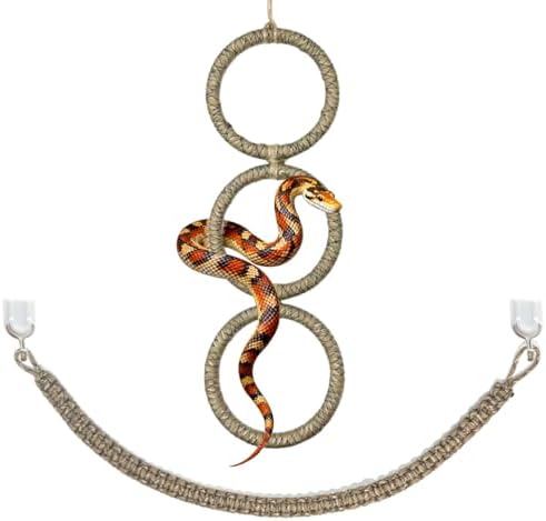 2 Pcs Snake Climbing Accessories, Reptile & Snake Climbing Ring Set with Suction Cups, Enrichment Toy for Ball Python, Corn Snake, Bearded Dragon, Lizard Tank Accessories