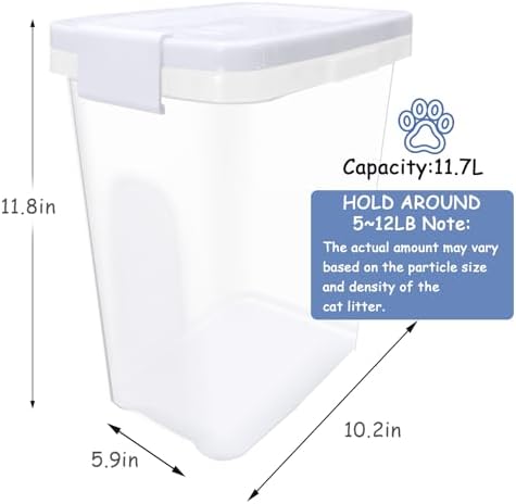 2 Pcs Cat Litter Storage Container Airtight Sealable Lid with Spout Heavy