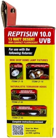 Zoo Med Reptisun 10.0 Uvb Mini Compact Fluorescent 13 Watt, Pack of 2