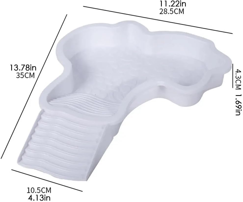 Extra Large Reptile Bathing Pool Reptile Feeding Dish Water Bowl with Ramp Aquarium Ornament for Gecko, Snake, Turtle, Bearded Dragon, Lizard (White)
