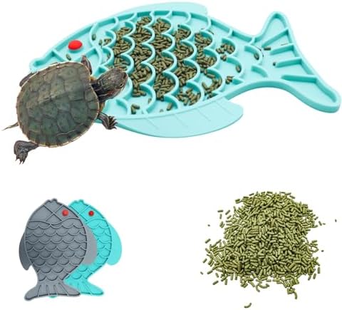 2 Pack Silicone Foraging Mats – Fish-Shaped Slow Feeder for Turtles & Reptiles | Non-Slip Tank Mats for Bearded Dragons, Geckos, Tortoises