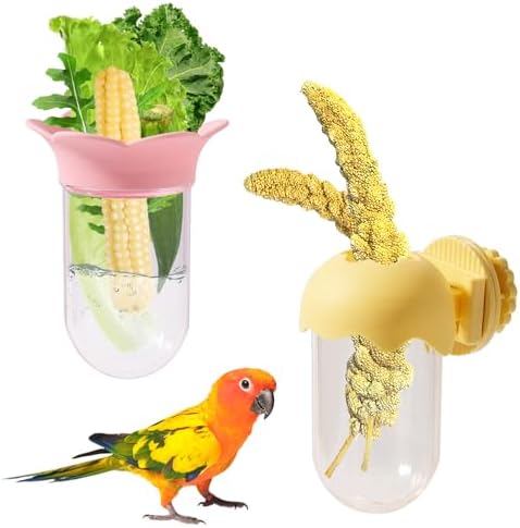 2PCS Vegetable Bird Cage Feeder, Millet Holder for Bird Cage