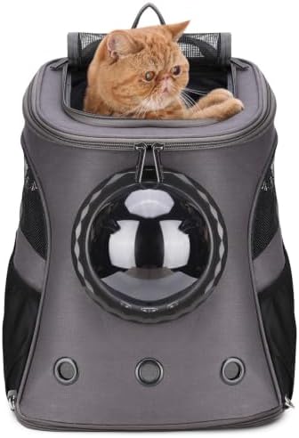 LOLLIMEOW Large Pet Carrier Backpack, Bubble Backpack Carrier for Fat Cats and Puppies,Airline-Approved(Grey)