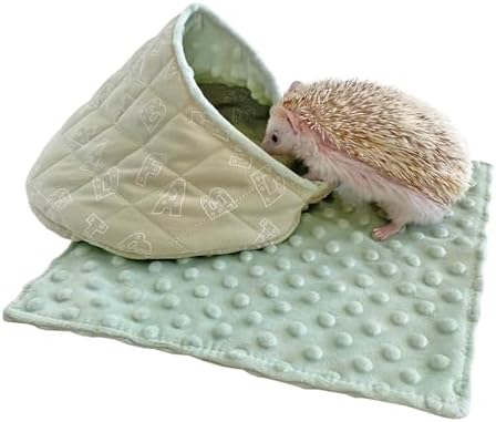 Cuddle Sack Sleeping Bag Pouch Hideout Cave for Hedgehog, Sugar Glider, Hamster, Rat, Other Small Animal Beds with Flannel Blanket