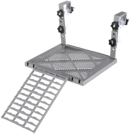 Adjustable Hanging Turtle Basking Platform, Feeding Tray, Non-Slip Ramp |Sturdy Plastic, Adjustable 4.9-7.9 in Height, 9.8 x 7.9 in Deck, Easy Assembly, Reptile Tank Accessories, Fits 20-75 Gal