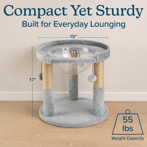 PETMAKER Cat Hammock Cat Tree with Scratching Post, Gray, 19” x 17”