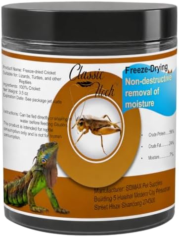 Classic Flock 3.5 oz Freeze Dried Crickets for Bearded Dragons Reptile Food