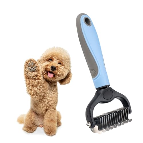 Double-Sided Pet Grooming Tool Undercoat Rake for Dogs and Cats - Professional Dematting Brush, Shedding Comb, Mat Remover, Deshedding, Safe Detangler, Fur Maintenance, Long-Haired Pets