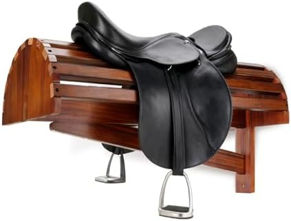Wall-Mounted Wood Saddle Rack – Space-Saving Design with Reinforced Crossbars, Non-Abrasive Surface, Heavy-Duty Storage for Tack Room Organization, 23.6"x11.9"x13.3"