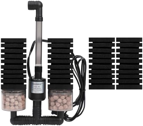AQUANEAT Aquarium Electric Sponge Filter for Fish Tank, with Pump, with 2 Extra Sponges, Large up to 55Gal