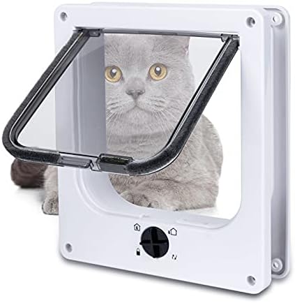 Upgraded Version - EGETOTA Cat Doors Flap (for Cat up to 15.7lb), Magnetic Pet Door with 4 Way Locking for Interior Exterior Doors, Weatherproof Gate, Easy Installation