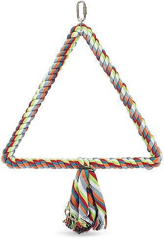 Large Bird Rope Perch Triangle Swing Toy Multicolor 12 Inch