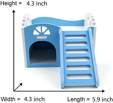 Litewoo Colorful Hamster House, Wooden Cute Hut with Ladder Platform for Hamster Gerbil Mouse Rat Reptile