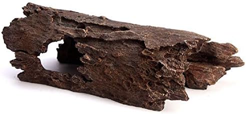 Lizard, Snake or Reptile Hide. XL Large 14" Hollow Log for Aquarium or Fish Tank. Bearded Dragon or Gecko Tank Accessories. Natural Looking Basking Platform, Shrimp or Betta Fish Hideout