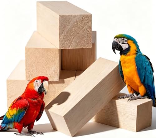 Junkin 8 Pack Balsa Wood Blocks Bird Chew Toys, 2x2x6 Inch