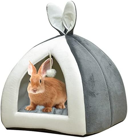 Fhiny Rabbit Bed Cave Cozy Guinea Pig Hideout Cute Bunny Bed Large House Winter Nest Dwarf Rabbit Cage Accessories for Chinchilla Ferret Hedgehog or Other Small Animals