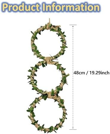 3-Tier Snake Climbing Rings for Ball Python - Natural Jungle Vine Enclosure Accessories, Reptile Habitat Decor, Hanging Enrichment Toys for Corn Snakes, Geckos, and Small Lizards
