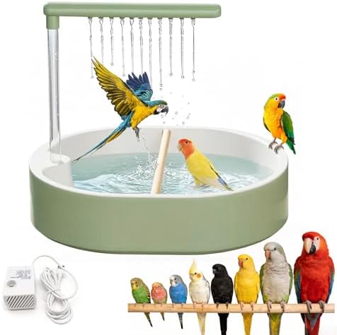 Bird Shower,USB Bird Bath for Parakeets,Cockatiels & Budgies - Automatic Circulating Bird Bath Fountain with Adjustable Flow
