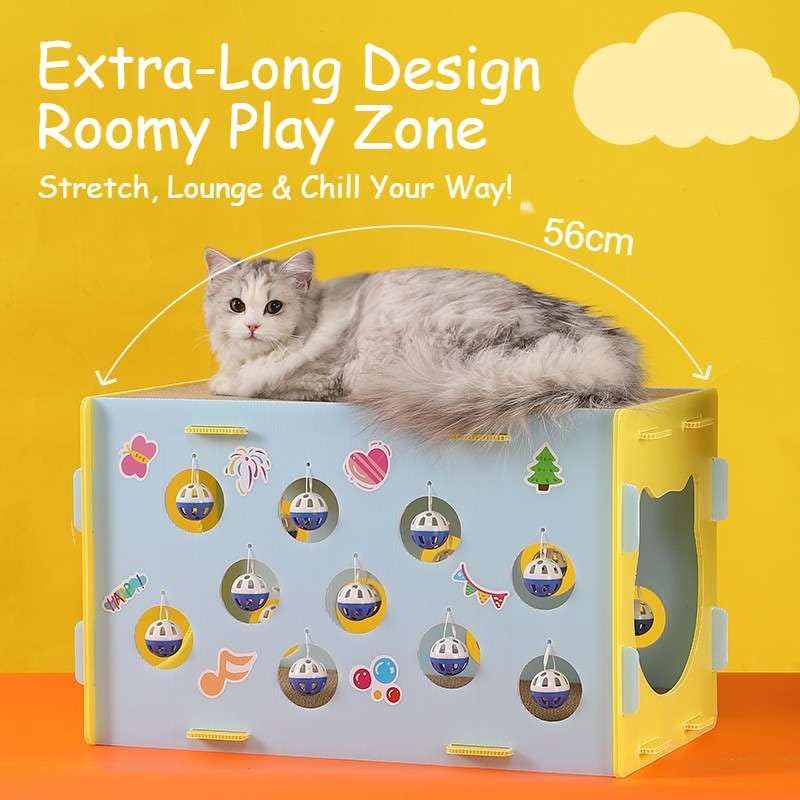 Cat House for Indoor Cats 3 in 1 Scratch Resistant Sisal Cave Bed with Tunnel Enclosed Design with Fluffy Ball Hanging for Multiple Pets Small Aminal Hideaway
