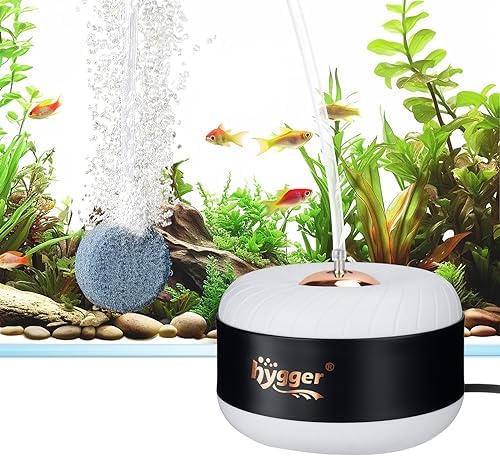 hygger 3W/8W Aquarium Air Pump, Powerful 50GPH/140GPH Adjustable Fish Tank Aerator, Ultra Quiet Oxygen Pump Aquarium Bubbler with Accessories for up to 300 Gallon Tank
