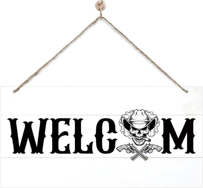 Welcome Sign for Front Door, Welcome Decor Wooden Hanging Sign for Wall Decor by corner+wind