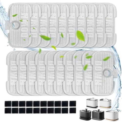 40 Packs for Petlibro Cat Water Fountain Filters Replacement Dockstream,Compatible with PETLIBRO® Water Fountain PLWF106 PLWF116 PLWF005/115/105/305 (20 Replacement Filters + 20 Pre-Filter Sponges)