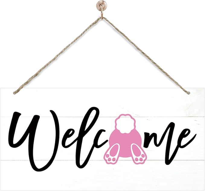 Welcome Sign for Front Door, Welcome Decor Wooden Hanging Sign for Wall Decor by corner+wind