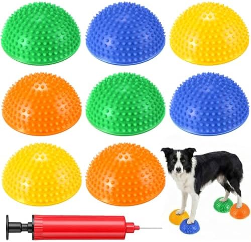Shappy 8 Pcs Balance Pods for Dog Agility 6.3 x 6.3 x 3.15 Inches Training Platform Dog Exercise Equipment with Pump Pet Workout Tool for Strength, Body Balancing Core, Stability Rehabilitation